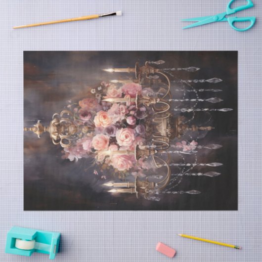 Roze Roze Kroonluchter Elegante Decoupage Tissuepapier (Craft)
