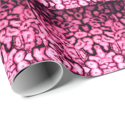Roze roze kwartsgewijs geodes abstract patroon cadeaupapier (Rol Hoek)
