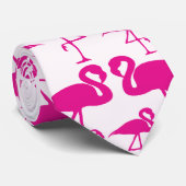 Roze roze lamingos stropdas (Opgerold)