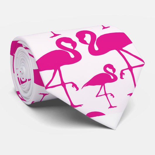 Roze roze lamingos stropdas (Opgerold)