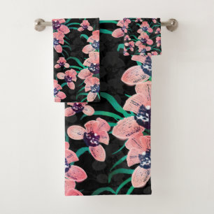 roze, roze, langwerpige verfzwarte vormgeving bad handdoek