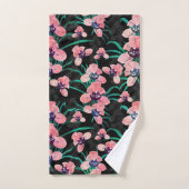  roze, roze, langwerpige verfzwarte vormgeving bad handdoek (Handdoek)