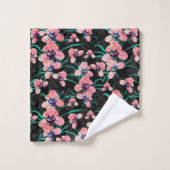  roze, roze, langwerpige verfzwarte vormgeving bad handdoek (Wasdoekje)