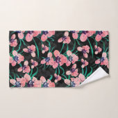  roze, roze, langwerpige verfzwarte vormgeving bad handdoek (Handdoek)