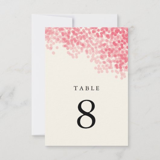 Roze Roze Licht Shower Tafel Nummer Kaarten (Achterkant)