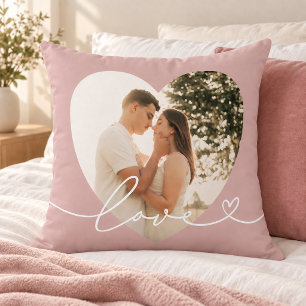Roze Roze Liefde Script Hart Foto Kussen