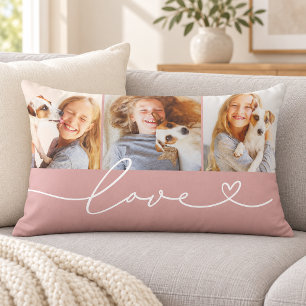 Roze Roze Liefdeshart Script 3 Foto Kussen