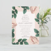 Roze roze Lijst Baby shower Uitnodiging (Staand voorkant)