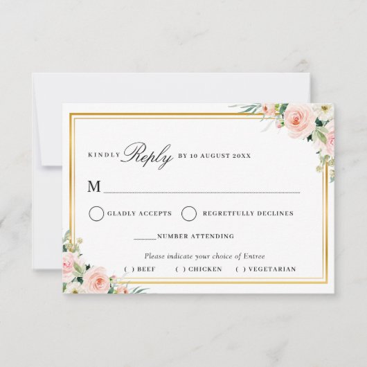 roze roze lijst gist gist RSVP-kaart RSVP Kaartje (Voorkant)