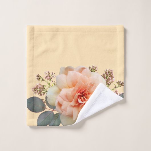 Roze roze Lila knoppen op perziken achtergrond Bad Handdoek (Wasdoekje)