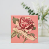 Roze Roze Lint Bruiloft Uitnodiging (Staand voorkant)