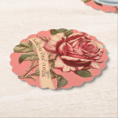 Roze Roze Lint Bruiloft Uitnodiging Kartonnen Onderzetters (Gekanteld)