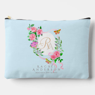Roze Roze Lint Monogram Blauw Print Cut Naaizak Etui