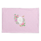 Roze Roze lint Monogram Roze Kussensloop (Achterkant)