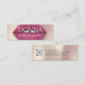 Roze roze lips QR code Logo Mini Visitekaartje (Voorkant / Achterkant)