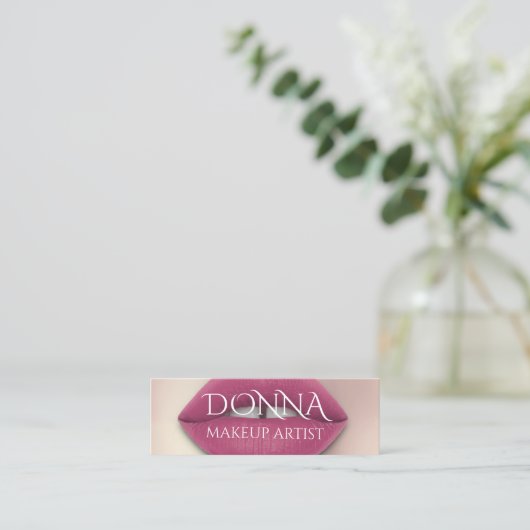 Roze roze lips QR code Logo Mini Visitekaartje (Staand voorkant)