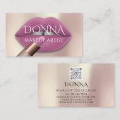 Roze roze lips QR code Logo Visitekaartje (Voorkant / Achterkant)