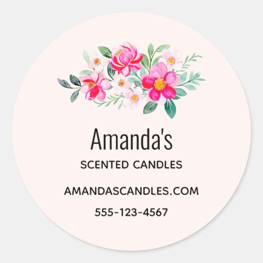 roze, roze, lukrake Bouquet Business Ronde Sticker (Voorkant)
