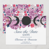 Roze Roze Maan Fase Wiccan Handfasting Save The Date (Voorkant / Achterkant)