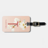 roze roze magnolia modern gepersonaliseerd bagagelabel (Voorkant horizontaal)