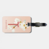 roze roze magnolia modern gepersonaliseerd bagagelabel (Achterkant horizontaal)