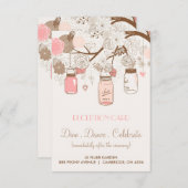  Roze Roze Mason Jars Ontvangen Kaart (Voorkant / Achterkant)