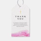 Roze Roze Meisje Doop Doopfeest Dank Je Cadeaulabel (Voorkant)