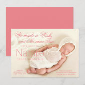 Roze Roze Meisje Geboorte Aankondigingen (Voorkant / Achterkant)