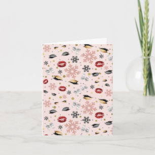 Roze Roze Meisjesachtige Schoonheid Make-up Kerstm Bedankkaart
