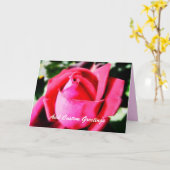 Roze roze met aangepaste tekst Wenskaart Kaart (Gele Bloem)