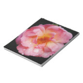 Roze roze met dauwdruppels zwarte achtergrond notitieblok (Linkerzijde)