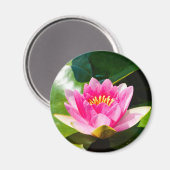 Roze, roze, met groene bladeren magneet (Voorkant / Achterkant)