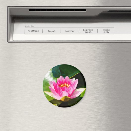 Roze, roze, met groene bladeren magneet (Insitu (Vaatwasser))