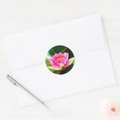 Roze, roze, met groene bladeren ronde sticker (Envelop)