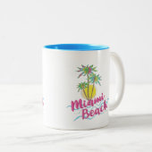 Roze roze-Miami-beugel-Florida grafische tweetone  Tweekleurige Koffiemok (Voorkant rechts)