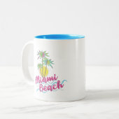 Roze roze-Miami-beugel-Florida grafische tweetone  Tweekleurige Koffiemok (Voorkant links)