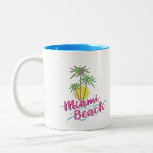 Roze roze-Miami-beugel-Florida grafische tweetone  Tweekleurige Koffiemok (Links)