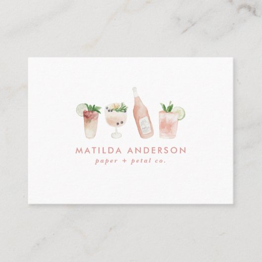 Roze, roze, moderne drinken cocktail wijnwijn wate visitekaartje (Voorkant)