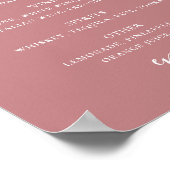 Roze Roze Moderne Script Bruiloft Dranken Bar Menu Poster (Hoek)