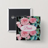 Roze Roze Moeder van de Bruid Badge Rozen Vierkante Button 5,1 Cm (Voorkant /achterkant)