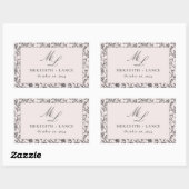 Roze Roze Monogram Bruiloft Sticker Labels (Vel)