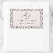 Roze Roze Monogram Bruiloft Sticker Labels (Tas)