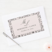 Roze Roze Monogram Bruiloft Sticker Labels (Envelop)