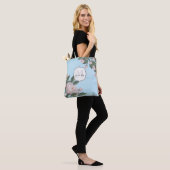 Roze Roze Monogram Naam Floral Tote Bag (Op model)