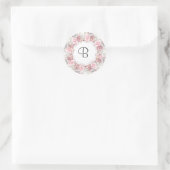 Roze roze monogram ronde sticker (Tas)