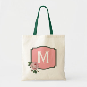 Roze roze monogram tote bag