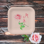  Roze Roze - monogrammen Papieren Bordje