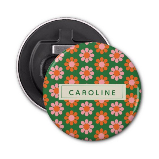 Roze roze naam van het kleurrijke ventilatorventil button flesopener (Voorkant)