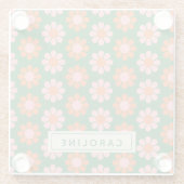 Roze roze naam van het kleurrijke ventilatorventil glazen onderzetter (Achterkant)