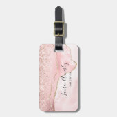 Roze Roze Nepmarmer Agaat Gepersonaliseerd Bagagelabel (Voorkant verticaal)